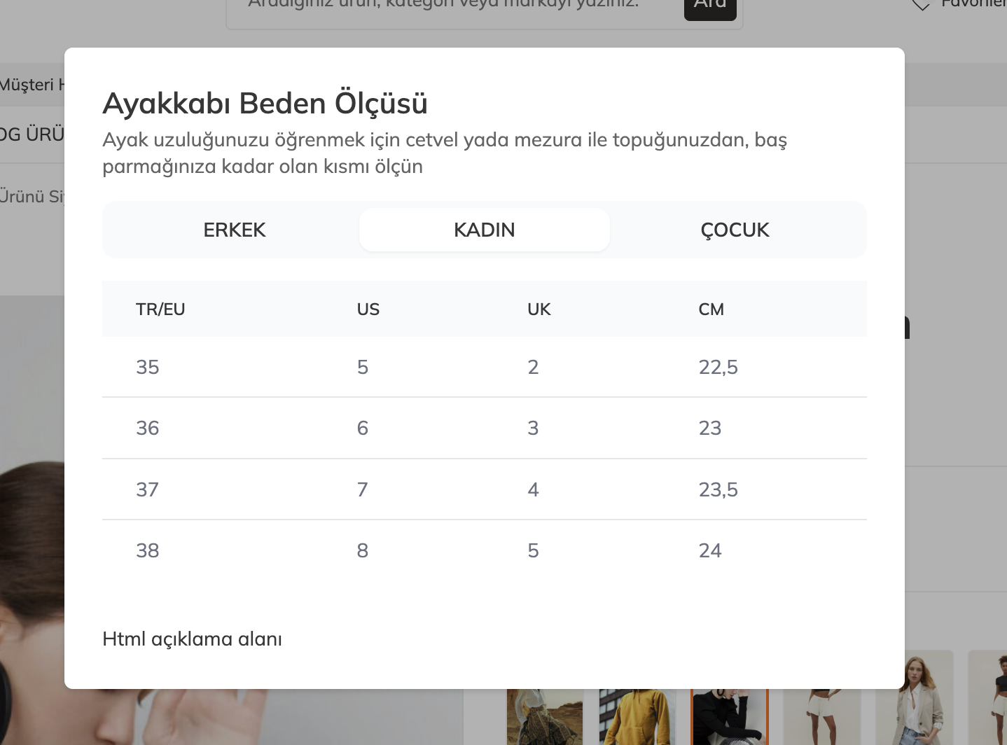 Gelişmiş Beden Tablosu ekran görüntüsü 2